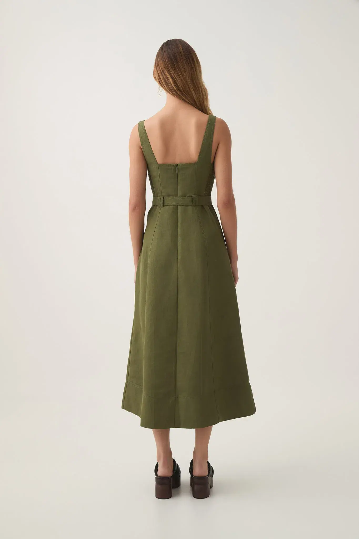 AJE Axle Utility Midi Dress Palm Green Size AU 10 - Image 3