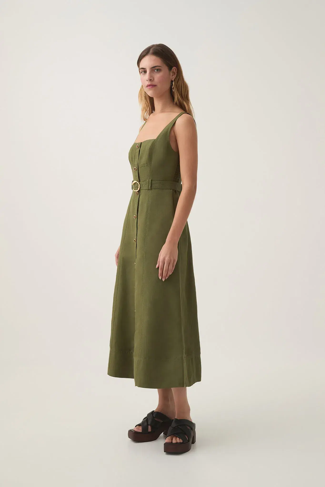 AJE Axle Utility Midi Dress Palm Green Size AU 10 - Image 2