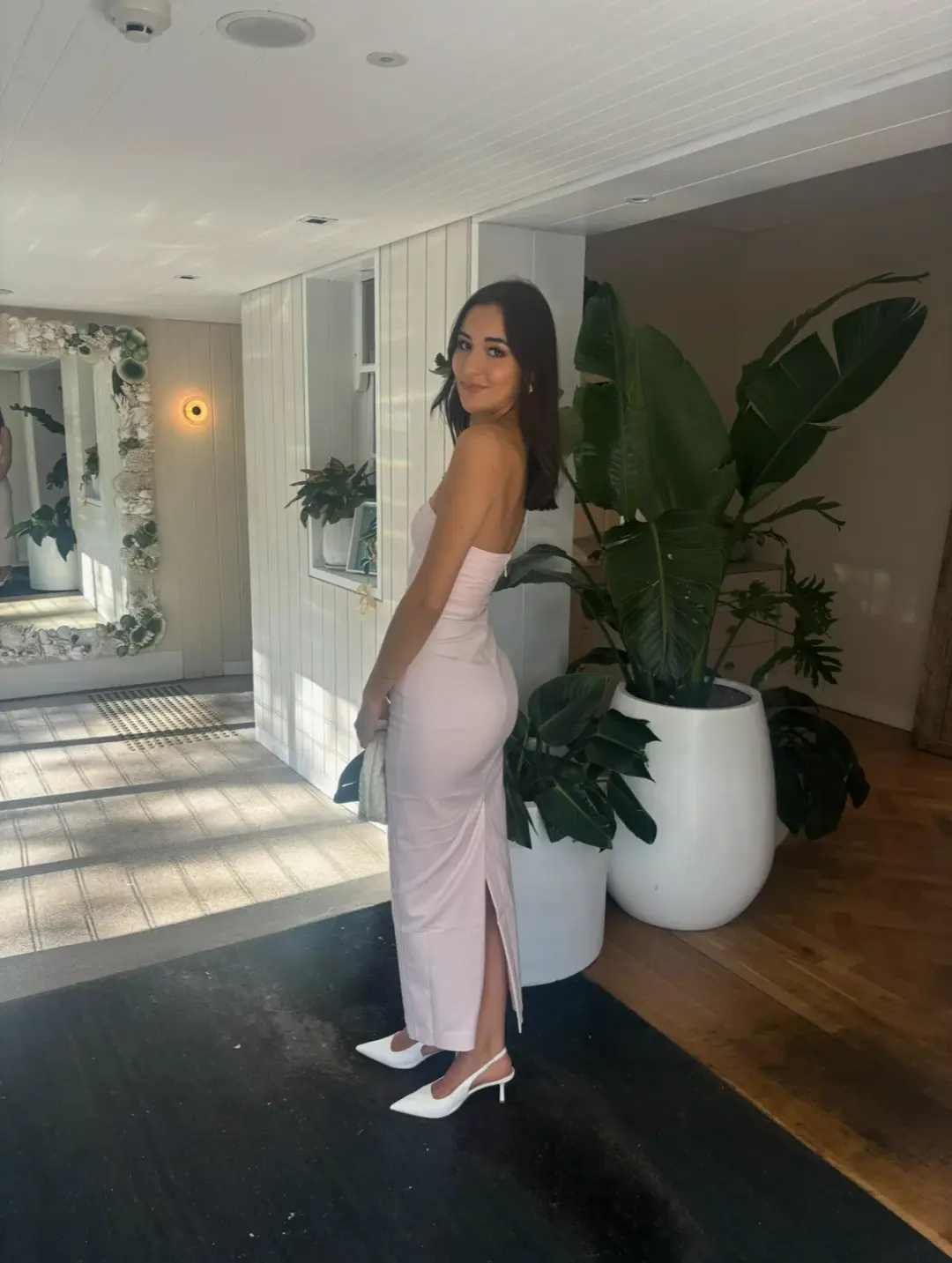 Shona Joy Lani Strapless Draped Maxi dress Fairyfloss Baby Pink Size 8  for rent on The Volte - main image