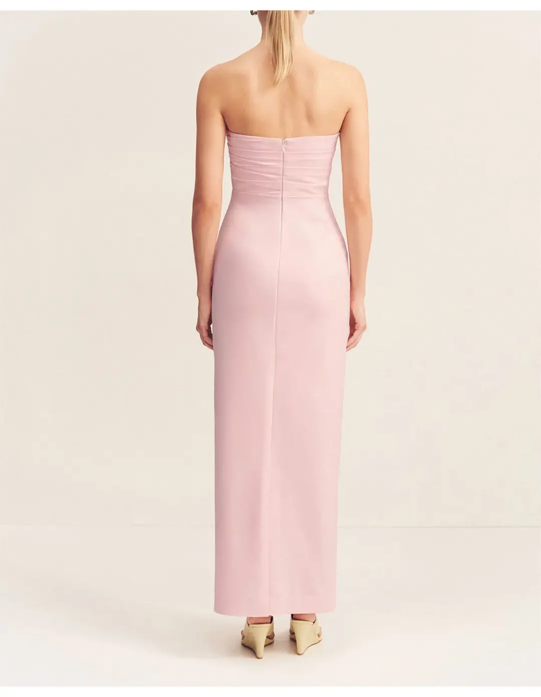 Shona Joy Lani Strapless Draped Maxi dress Fairyfloss Baby Pink Size 8  for rent on The Volte - main image