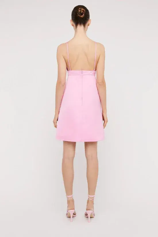 Scanlan Theodore The Satin Shoestring Mini Dress in Pink Size 8 for rent on The Volte - main image