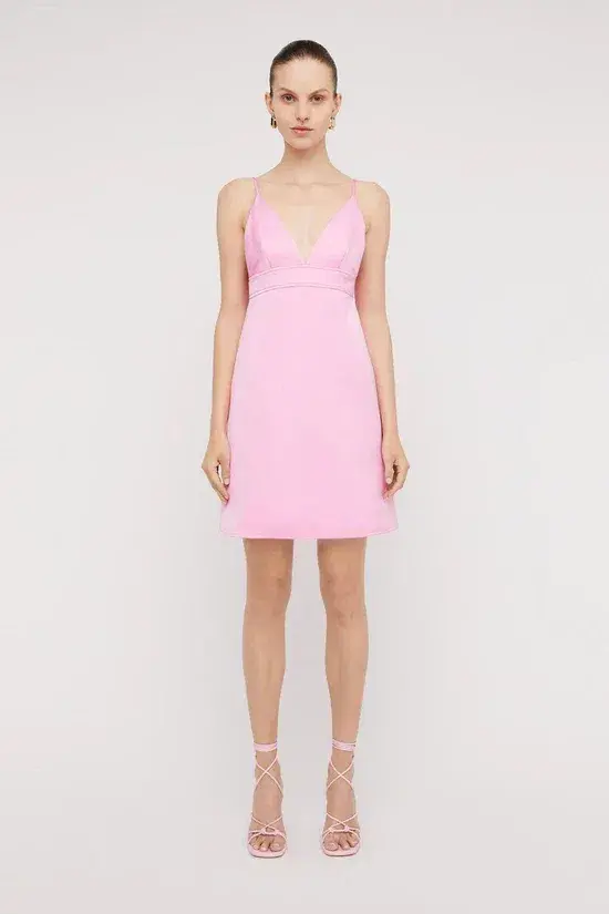 Scanlan Theodore The Satin Shoestring Mini Dress in Pink Size 8 - Image 1