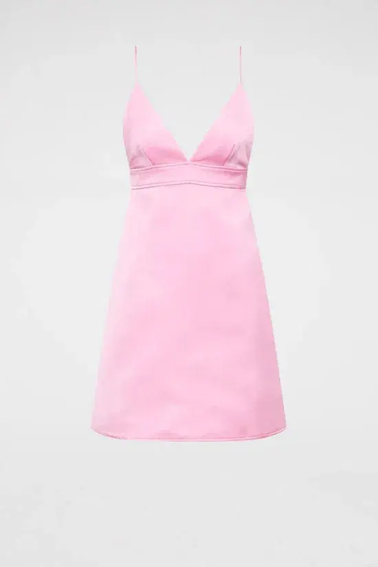 Scanlan Theodore The Satin Shoestring Mini Dress in Pink Size 8 for rent on The Volte - main image