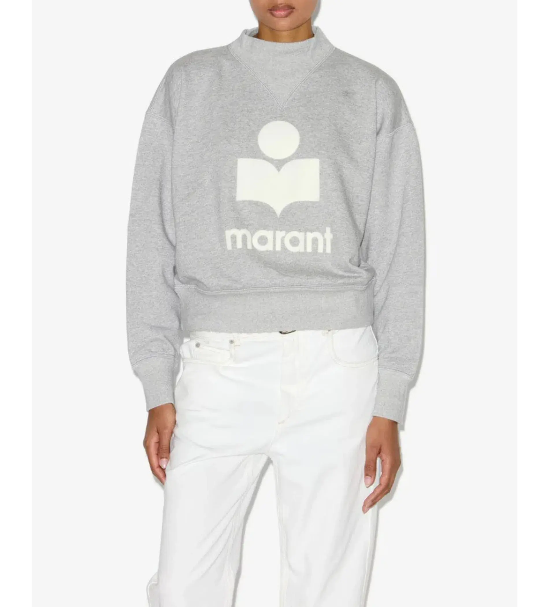 Isabel Marant Moby Stand-up Collar Logo Sweatshirt Gray Size 10/M - Image 1