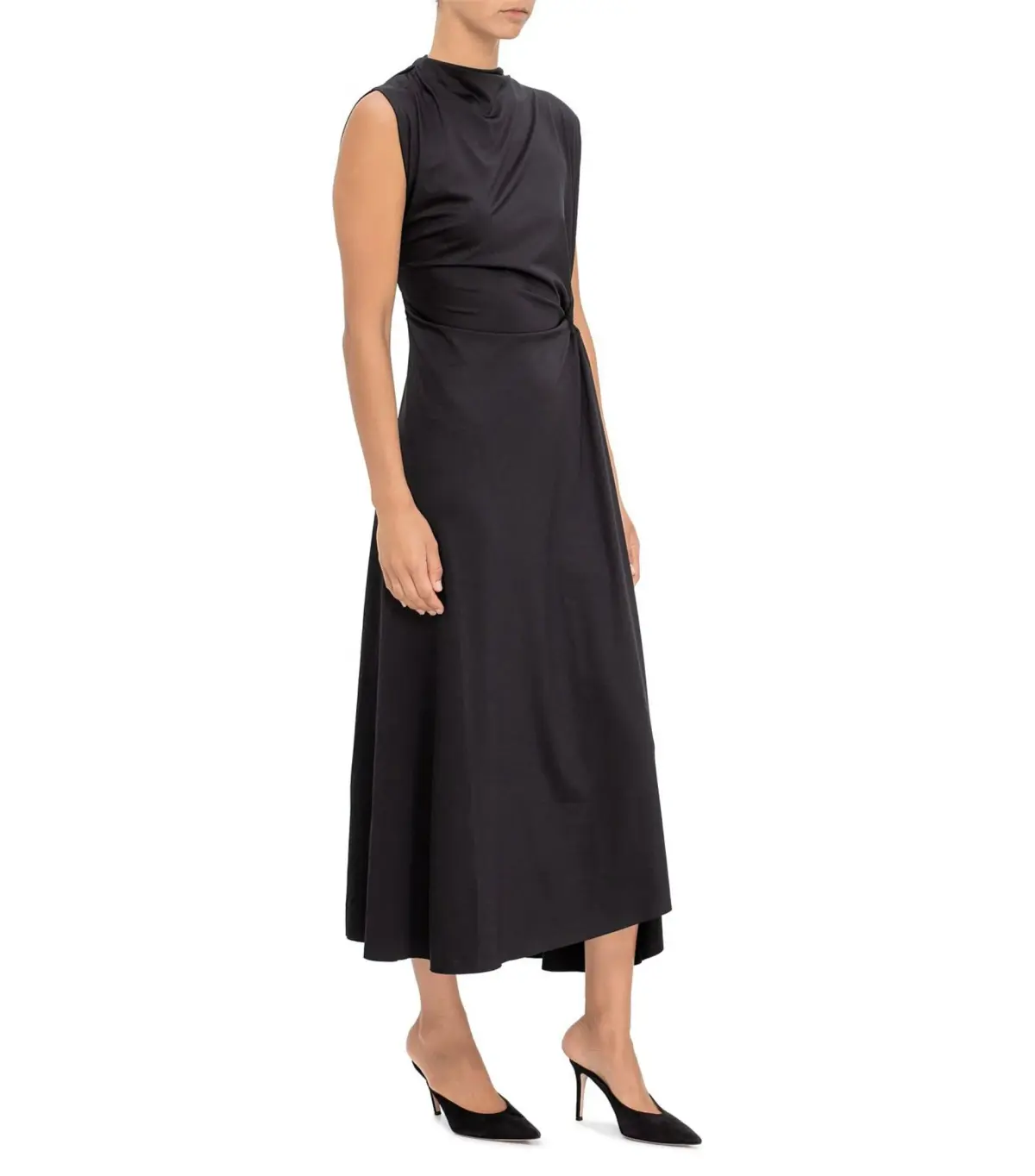 Victoria Beckham Asymmetric Drape Midi Dress Size 16 - Image 3