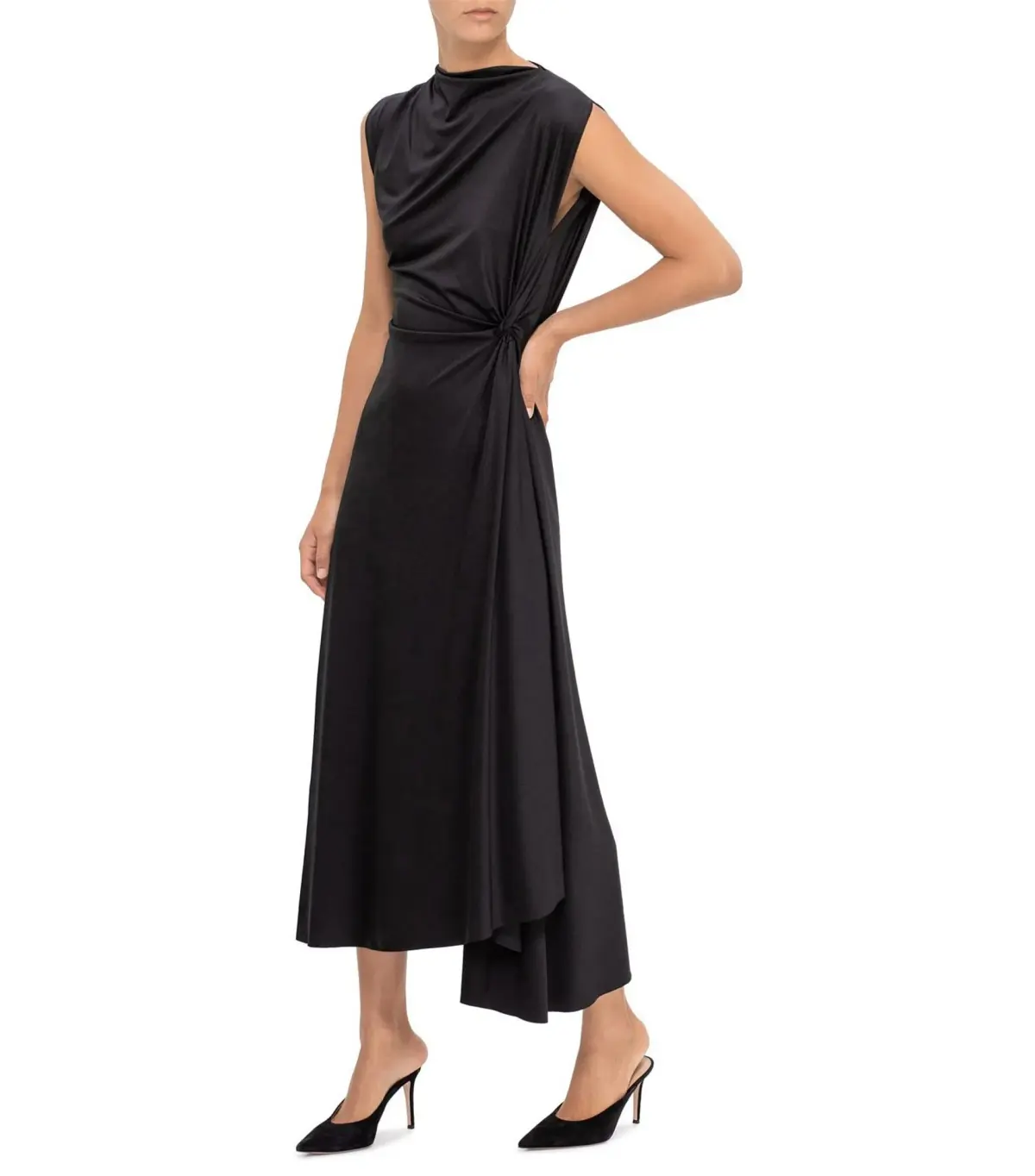 Victoria Beckham Asymmetric Drape Midi Dress Size 16 - Image 5