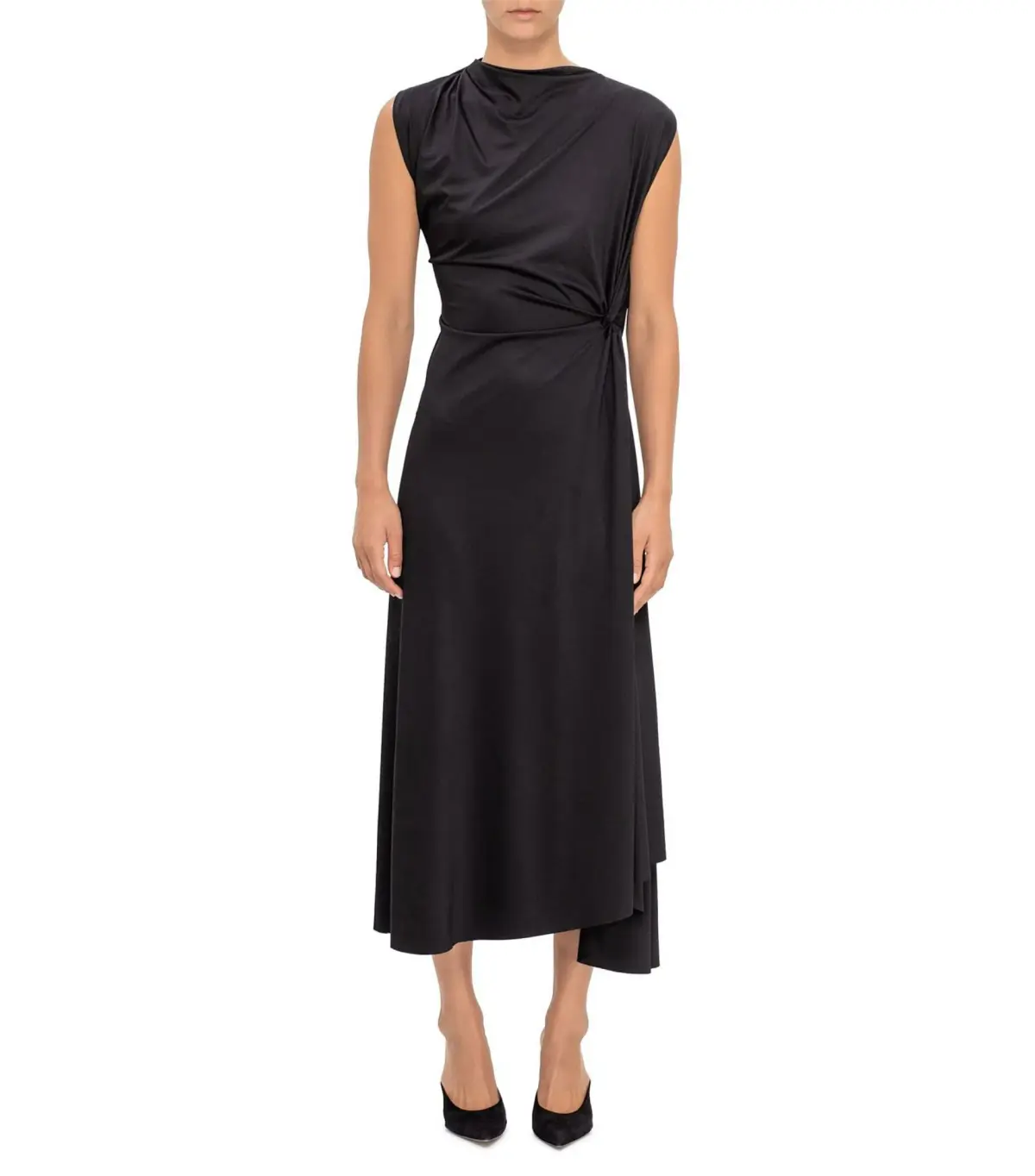 Victoria Beckham Asymmetric Drape Midi Dress Size 16 - Image 1