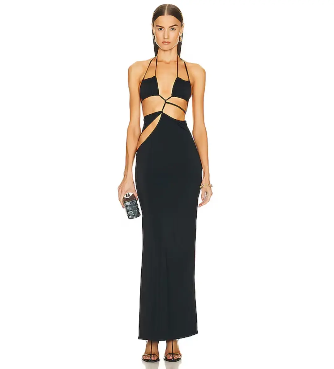 Christopher Esber Displace Lycra Gown Black Size 6  for rent on The Volte - main image