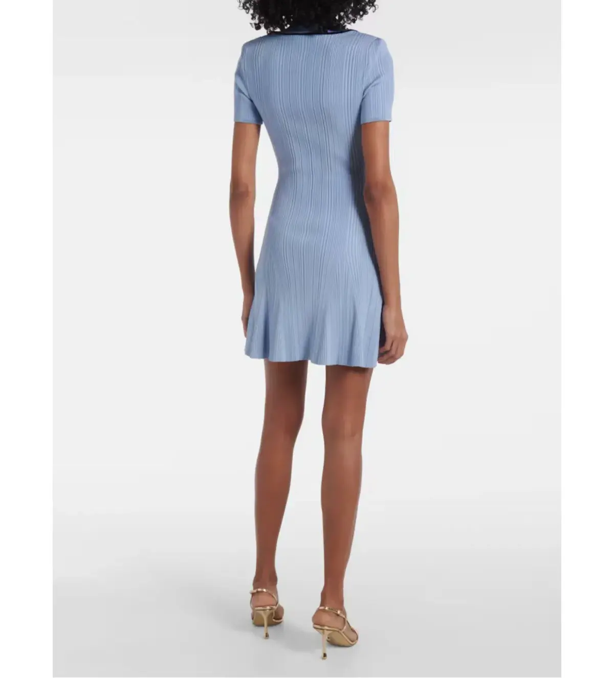 Self Portrait Ribbed Knit Mini Dress Blue Size 10 - Image 2