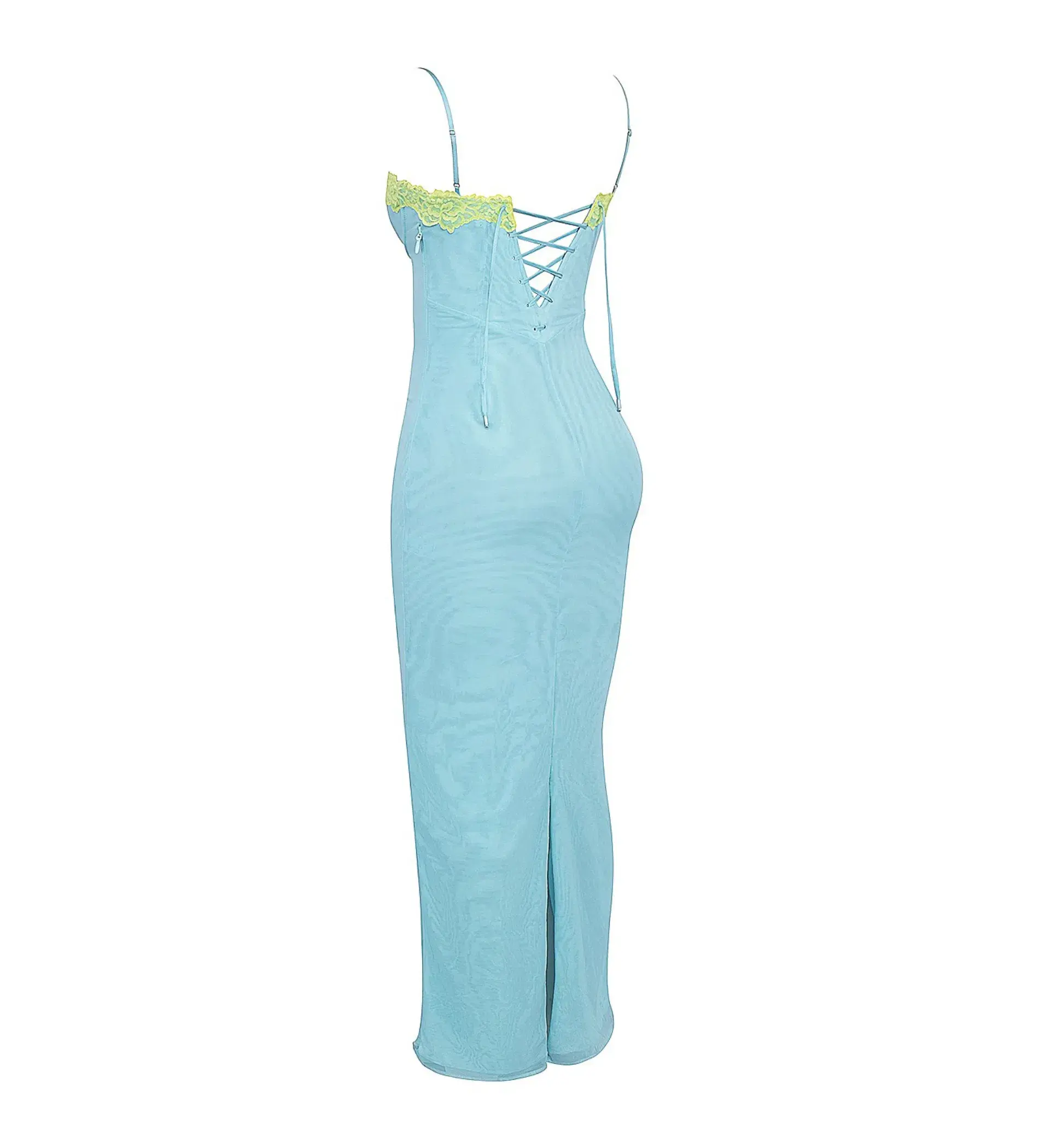 House of CB Aiza Lace Maxi Dress Ocean Blue Contrast Size S AU 8  - Image 6