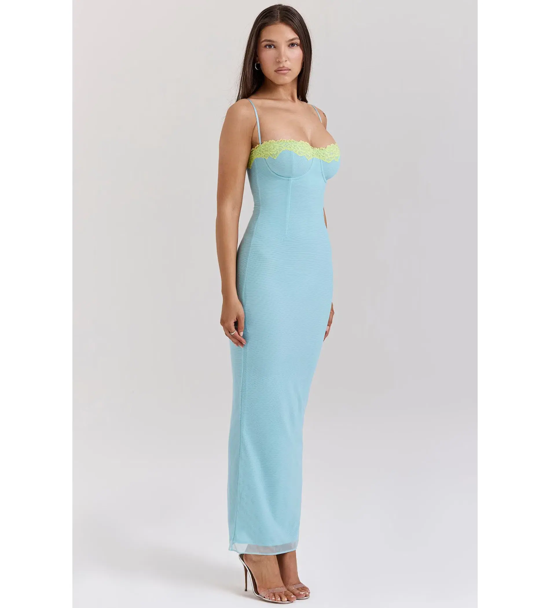 House of CB Aiza Lace Maxi Dress Ocean Blue Contrast Size S AU 8  - Image 2