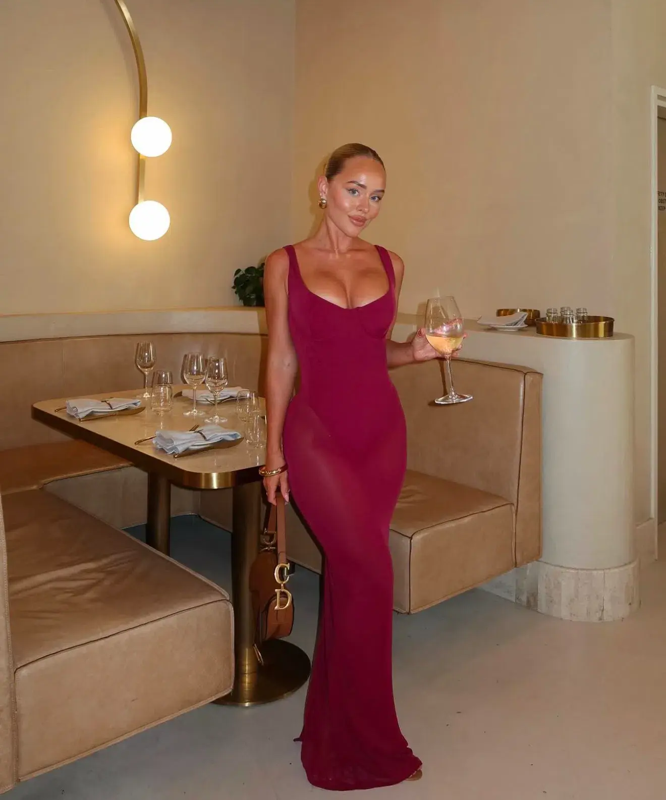 House Of Cb Robina Stretch Mesh Maxi Dress Wine  Size 6  - Image 1