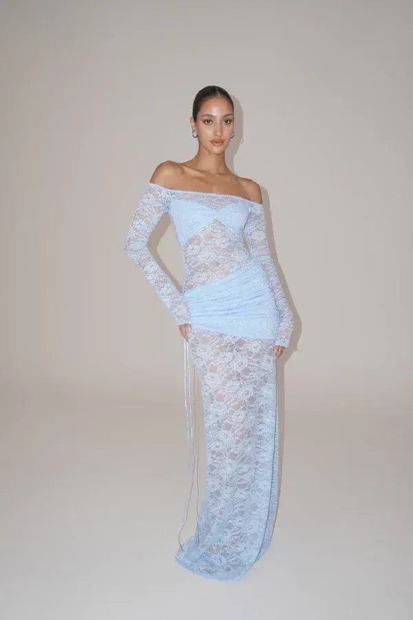Deconduarte Christiana Maxi Dress Powder Blue Size 8 - Image 1