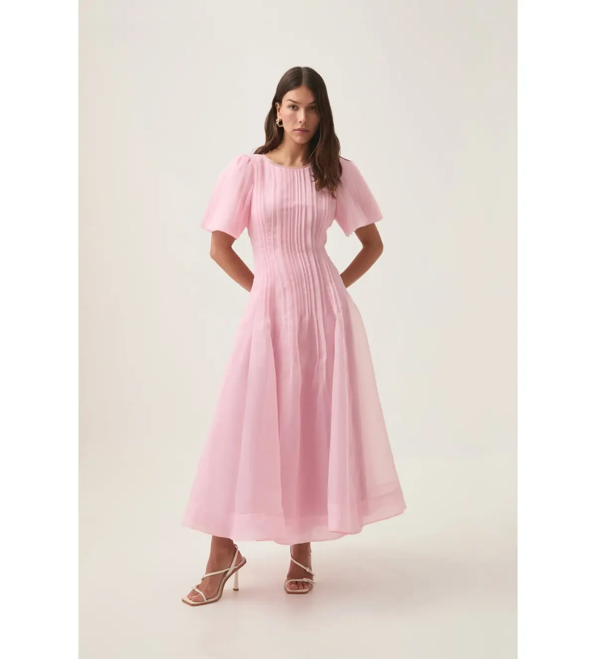 Aje Nova Pleated Dress Chalk Pink Size 4 - Image 1