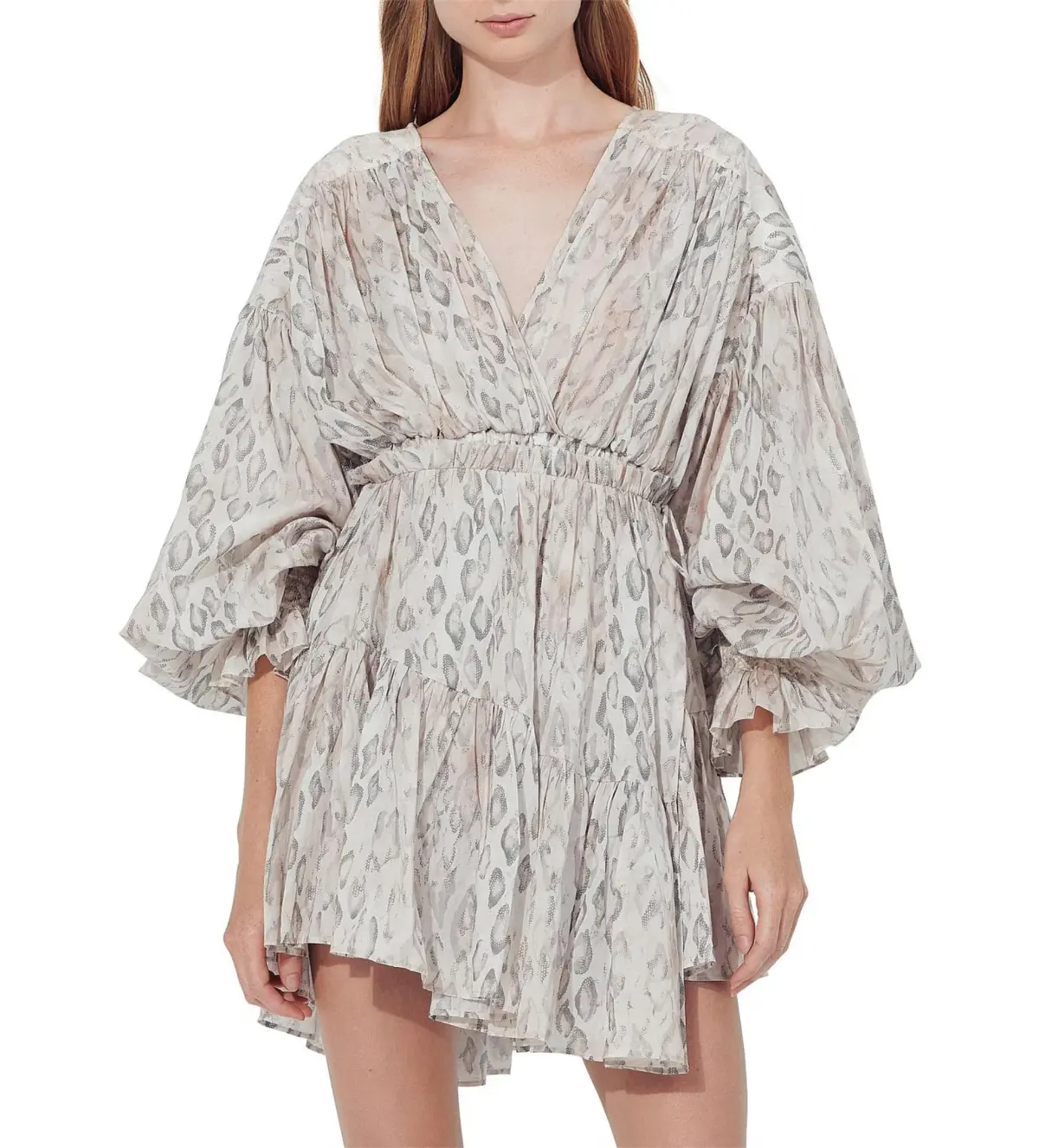 Aje Arabella Wrap Mini Dress in White Serpentes Size AU 6 - Image 1