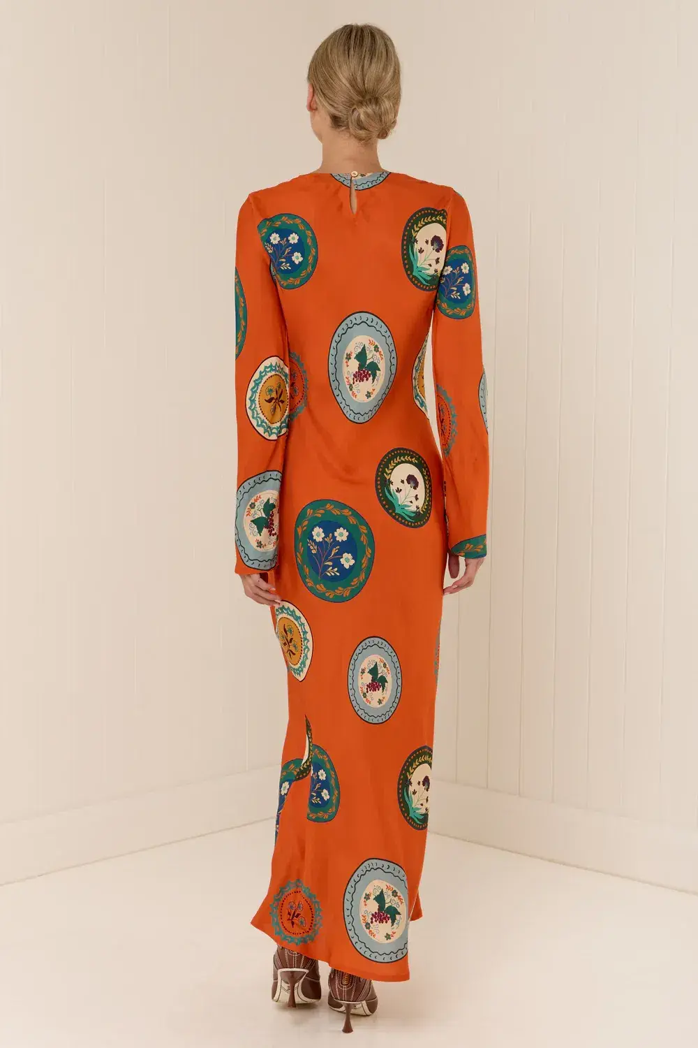 Palm Noosa Roma Dress Maxi Orange Plates Size AU 10  - Image 3