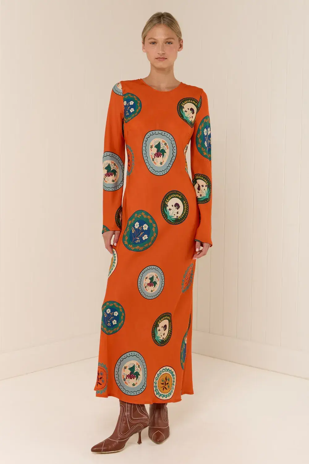 Palm Noosa Roma Dress Maxi Orange Plates Size AU 10  - Image 2