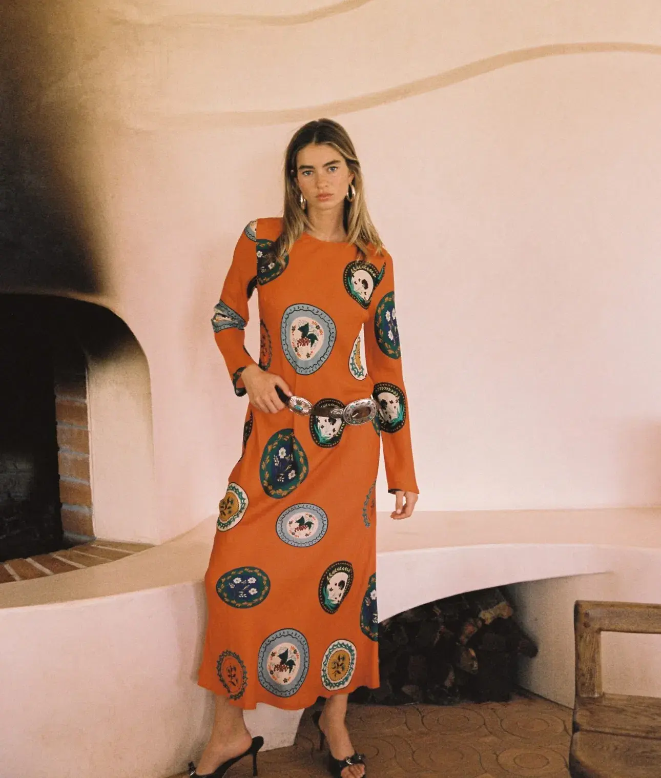 Palm Noosa Roma Dress Maxi Orange Plates Size AU 10  - Image 5