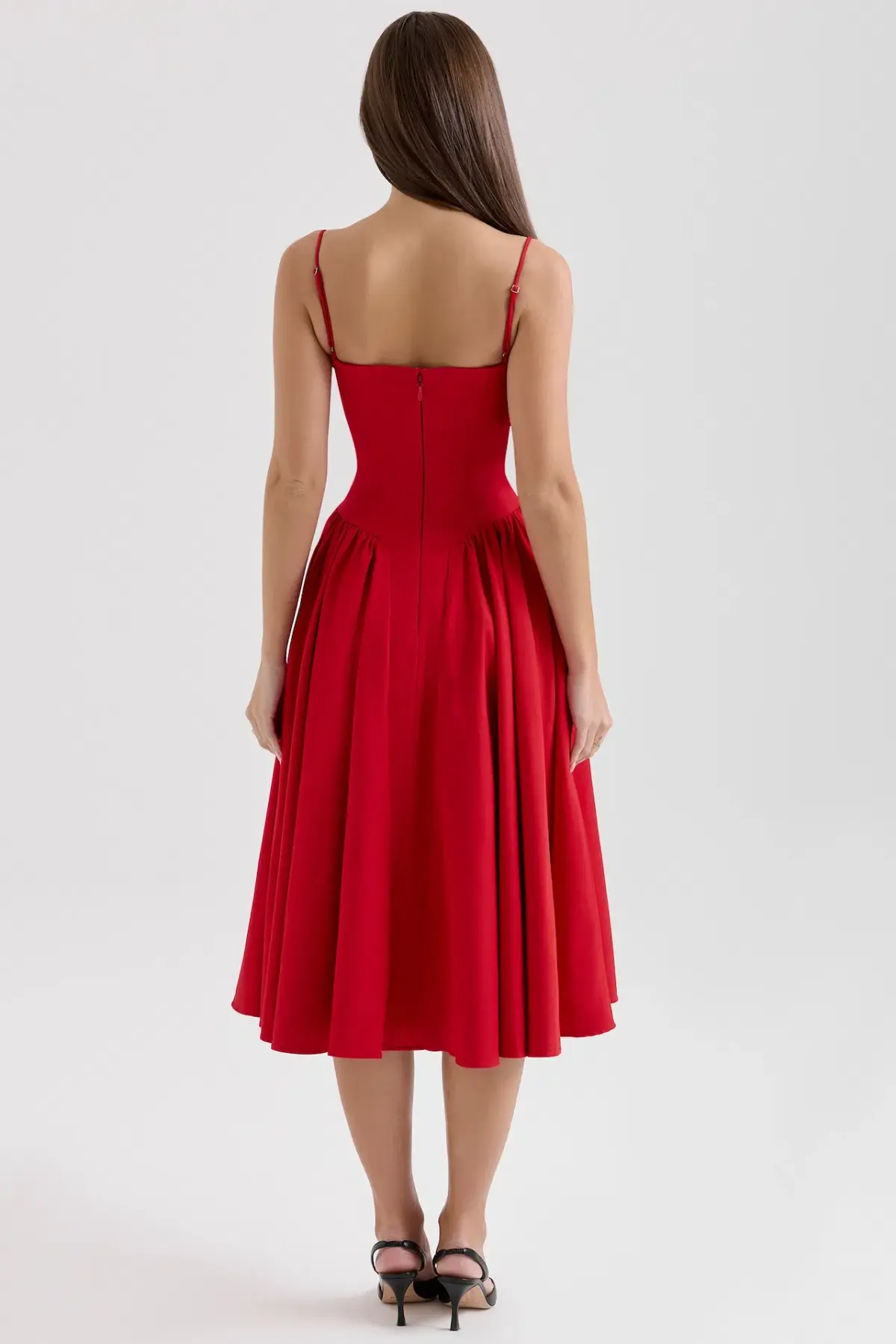 House of CB Samaria Gathered Midi Dress Red Size 8/S  - Image 3