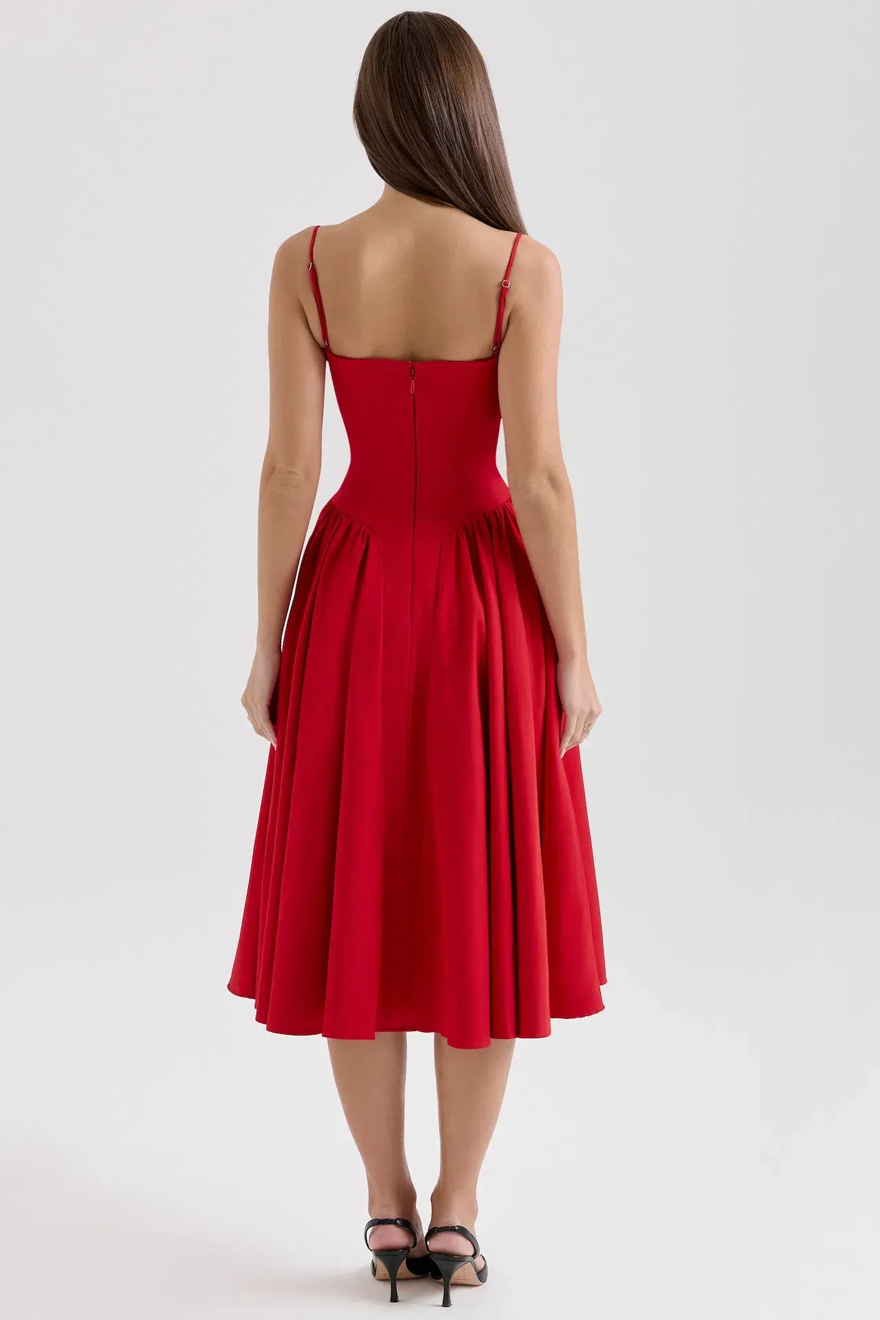 House of CB Samaria Gathered Midi Dress Red Size 8/S  - Image 3