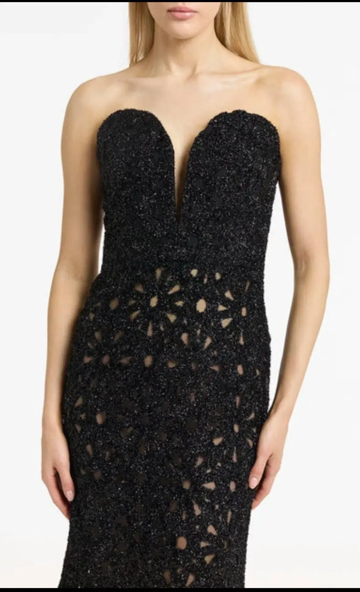 Carla Zampatti Black Lurex Encrusted Sheer Gown Size 12 - Image 3