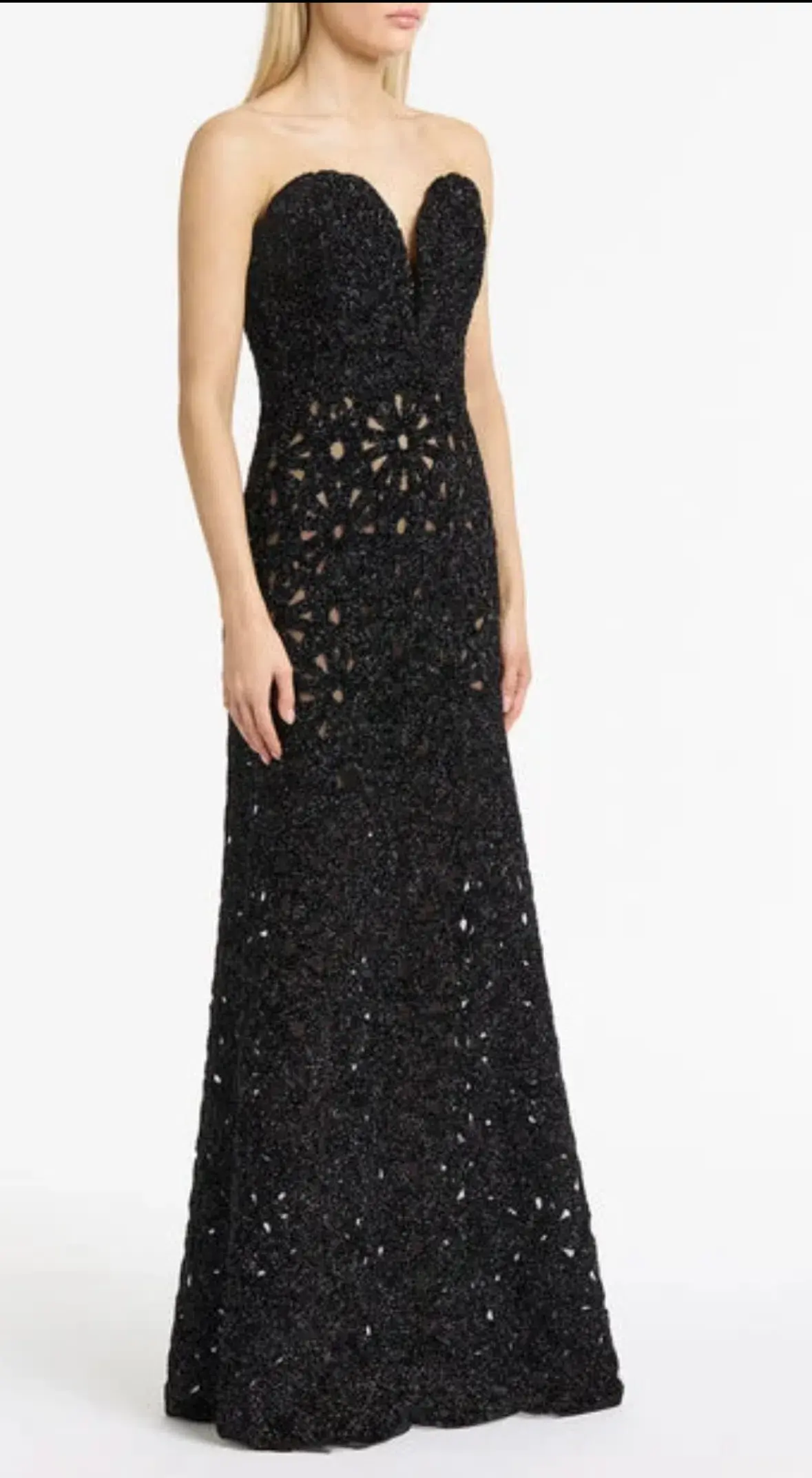 Carla Zampatti Black Lurex Encrusted Sheer Gown Size 12 - Image 5
