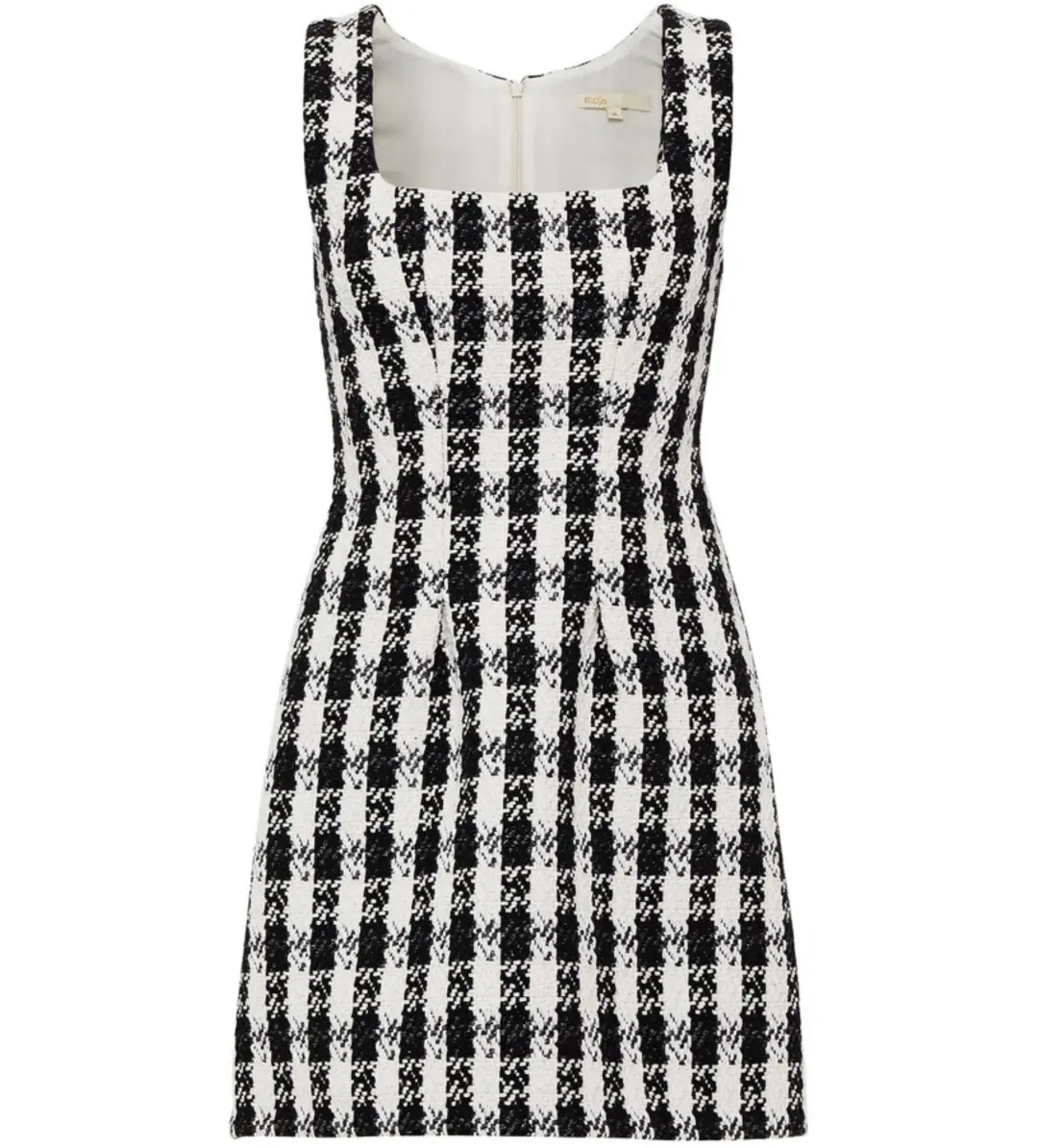 Maje Rocky Checked Cotton-Blend Tweed Mini Dress Multi Size AU 8 for rent on The Volte - main image