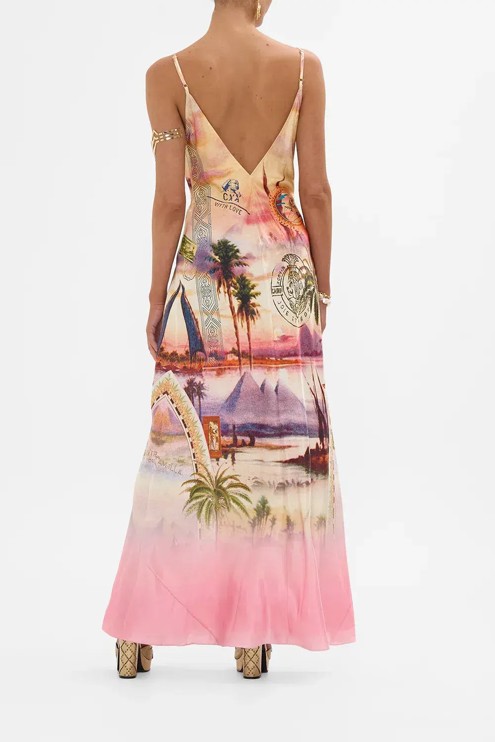 Camilla V Neck Full Length Bias Slip Maxi Dress Millas Got Mail Size 8 - Image 2