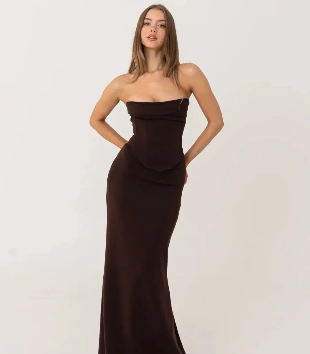 Hntr The Label Louie Gown  Brown Size 8  for rent on The Volte - main image