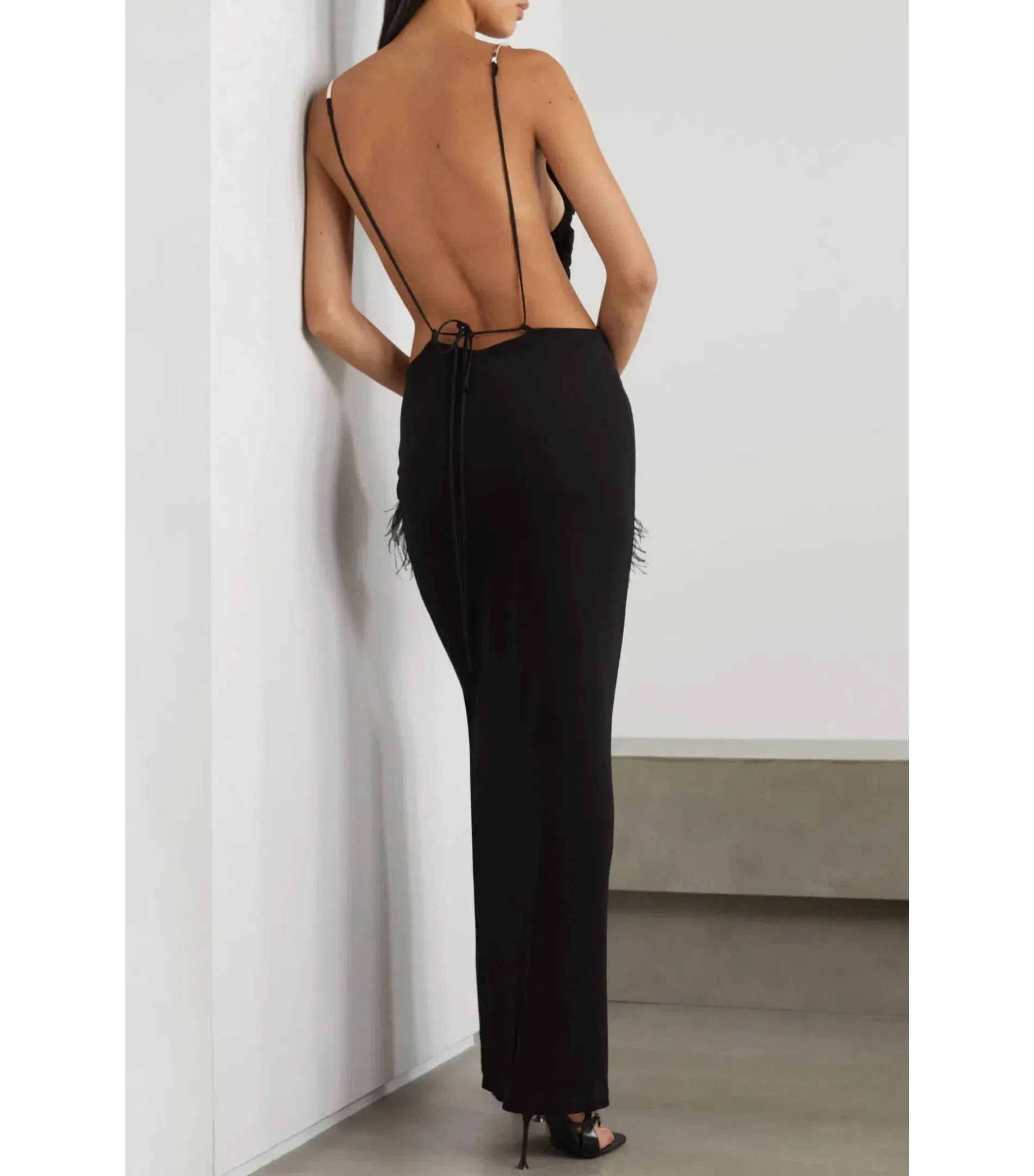 Christopher Esber Open-back Embellished Ruched Crepe Maxi Gown Black Size AU 6 - Image 2