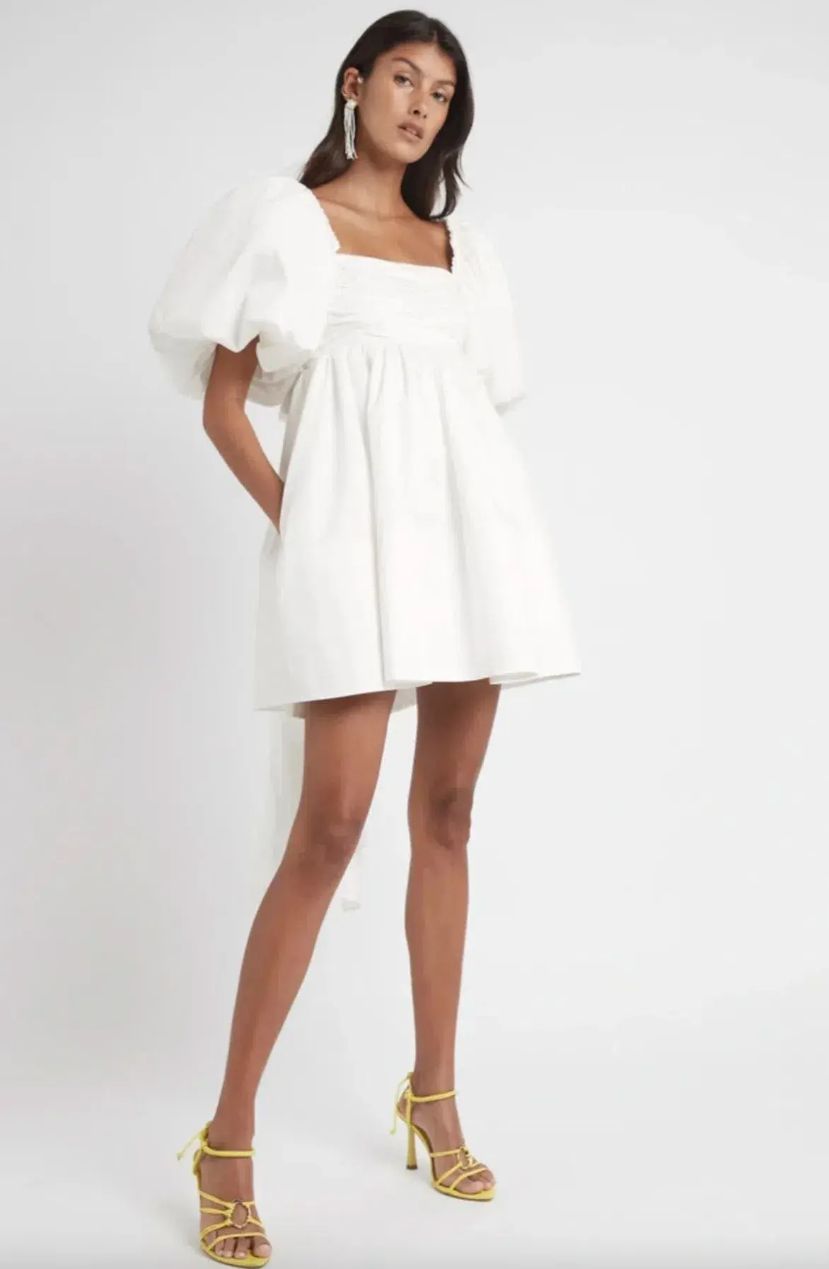 Aje Casabianca Puff Sleeve Mini Dress White Size 6 - Image 1