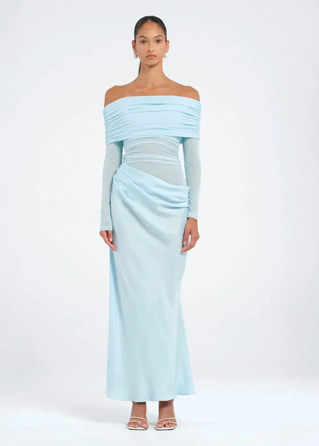 Benni Yasmin Off Shoulder Maxi Dress in Baby Blue Size 6 - Image 1