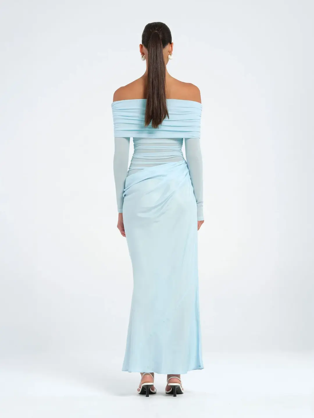 Benni Yasmin Off-Shoulder Maxi Dress in Blue Size AU 10 for rent on The Volte - main image