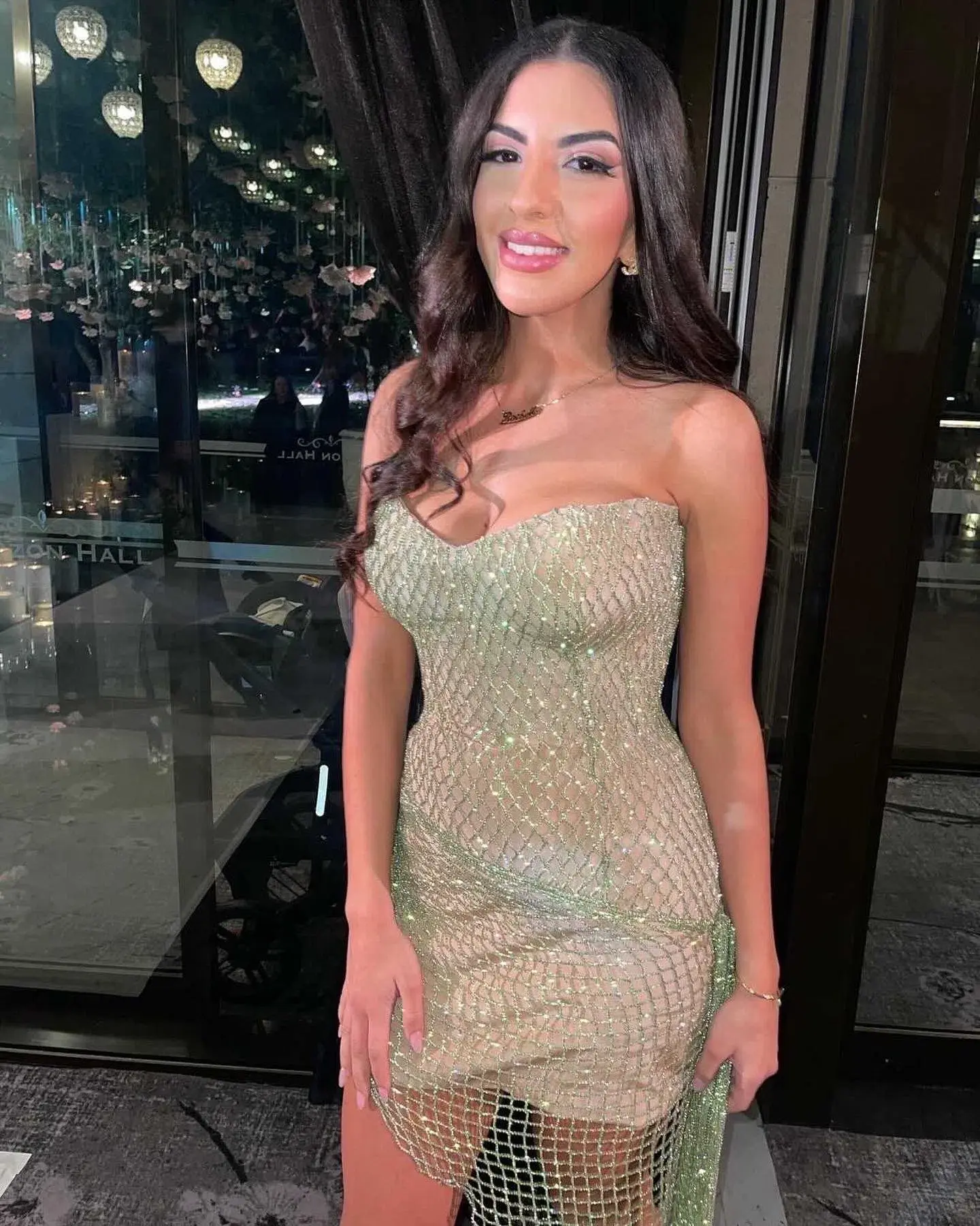 Georgina Marie Mini Crystal Dress Green Size 6 - Image 2