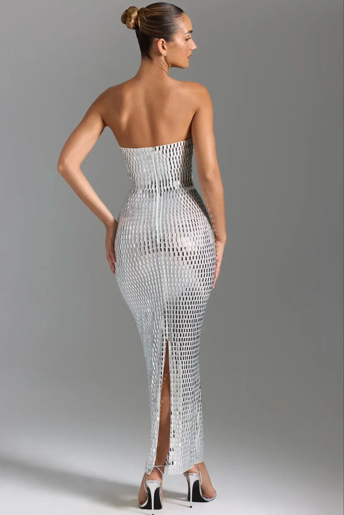 Oh Polly Embellished Bandeau Maxi Dress in White - Image 3