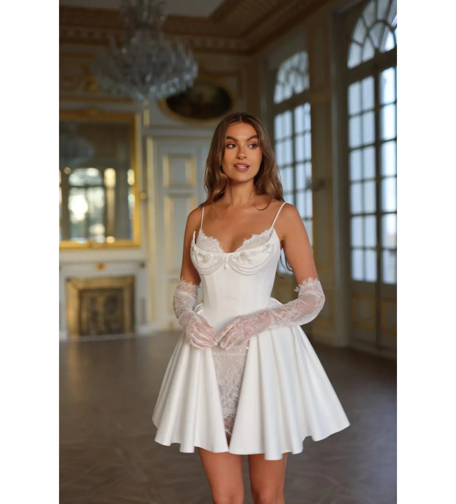 Rosie Etienne Sophia Bridal Mini Dress White Size AU 10 - Image 3