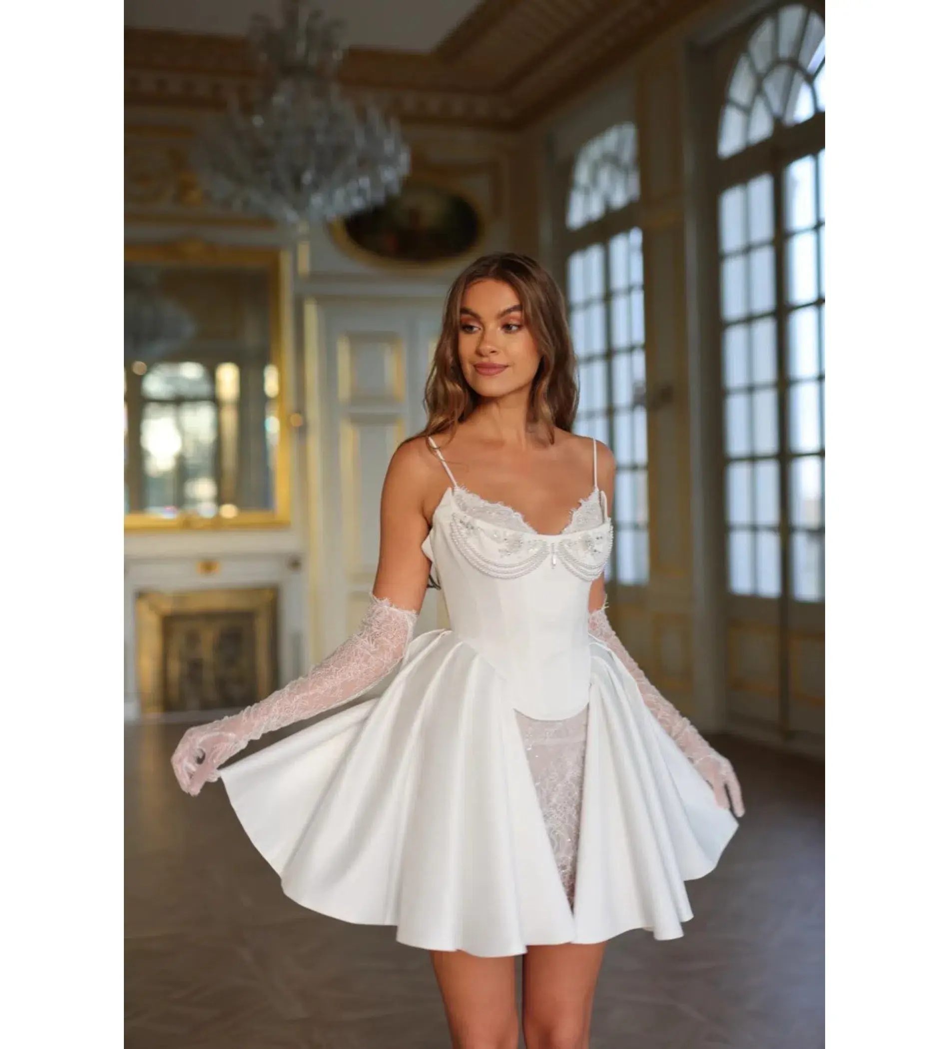 Rosie Etienne Sophia Bridal Mini Dress White Size AU 10 - Image 2