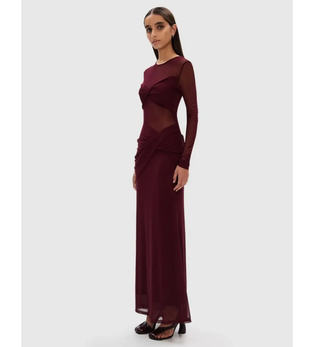 Misha Abelia Mesh Maxi Dress In Berry Size 10 for rent on The Volte - main image