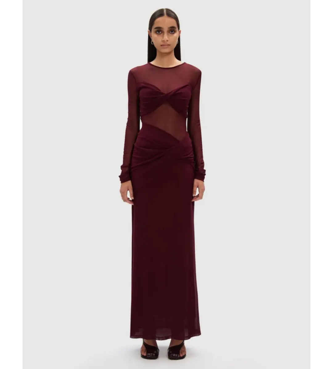 Misha Abelia Mesh Maxi Dress In Berry Size 10 for rent on The Volte - main image