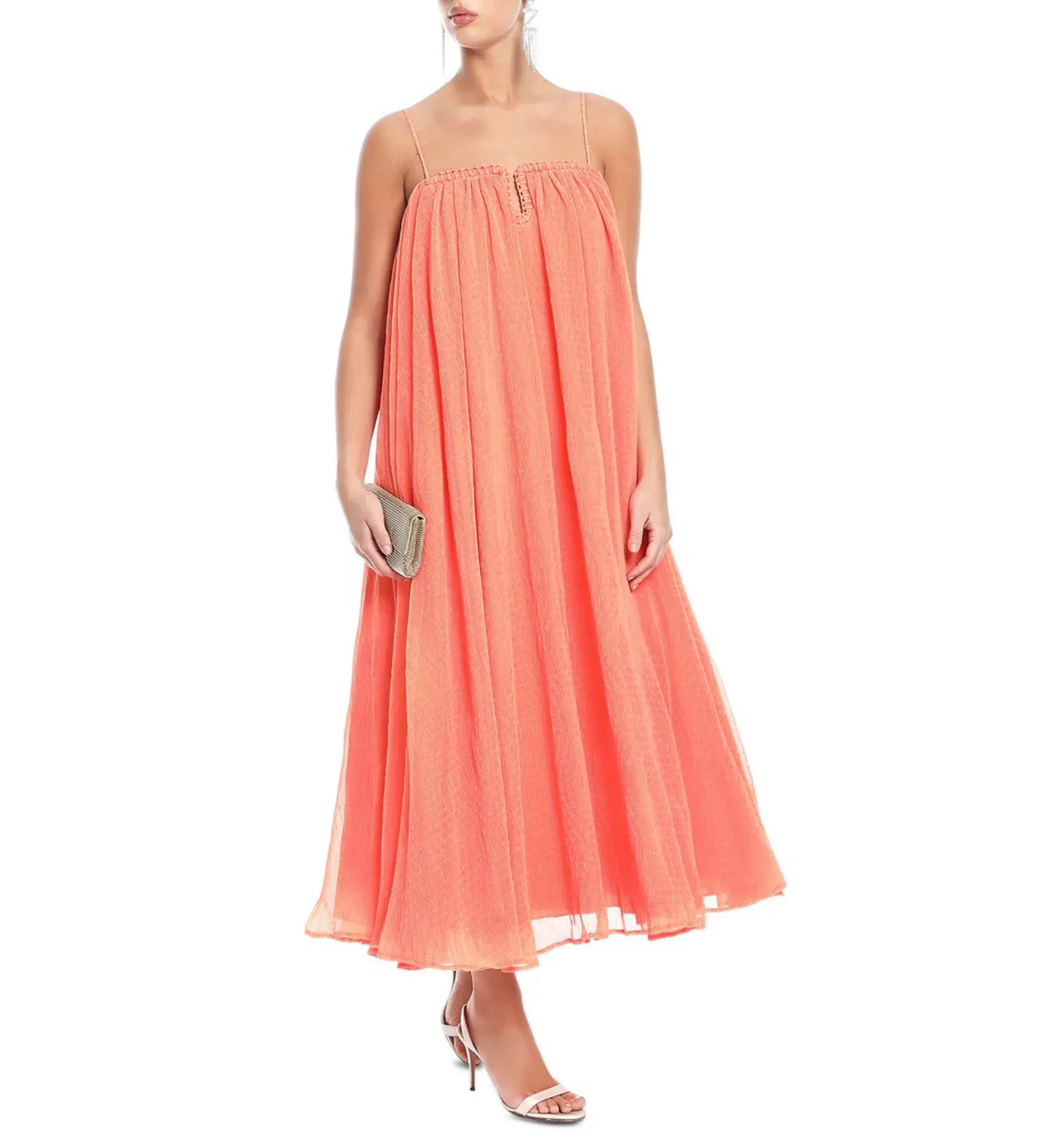 Aje Filigree Sweetheart Midi Dress Sunset Orange Size AU 12 - Image 3