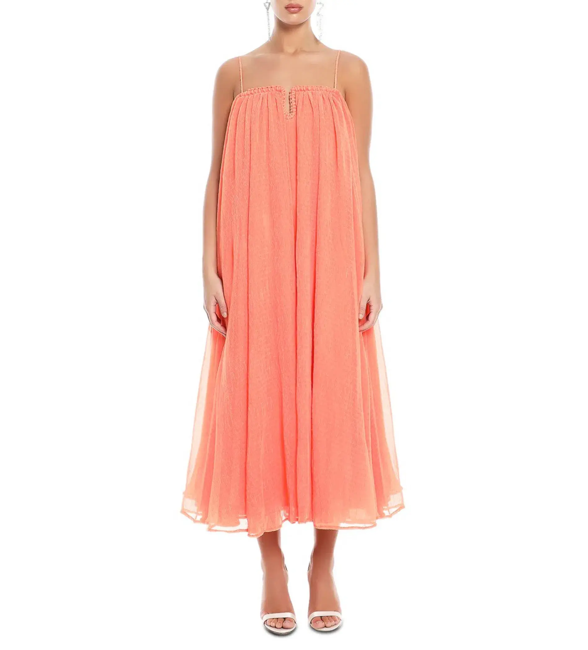 Aje Filigree Sweetheart Midi Dress Sunset Orange Size AU 12 - Image 1
