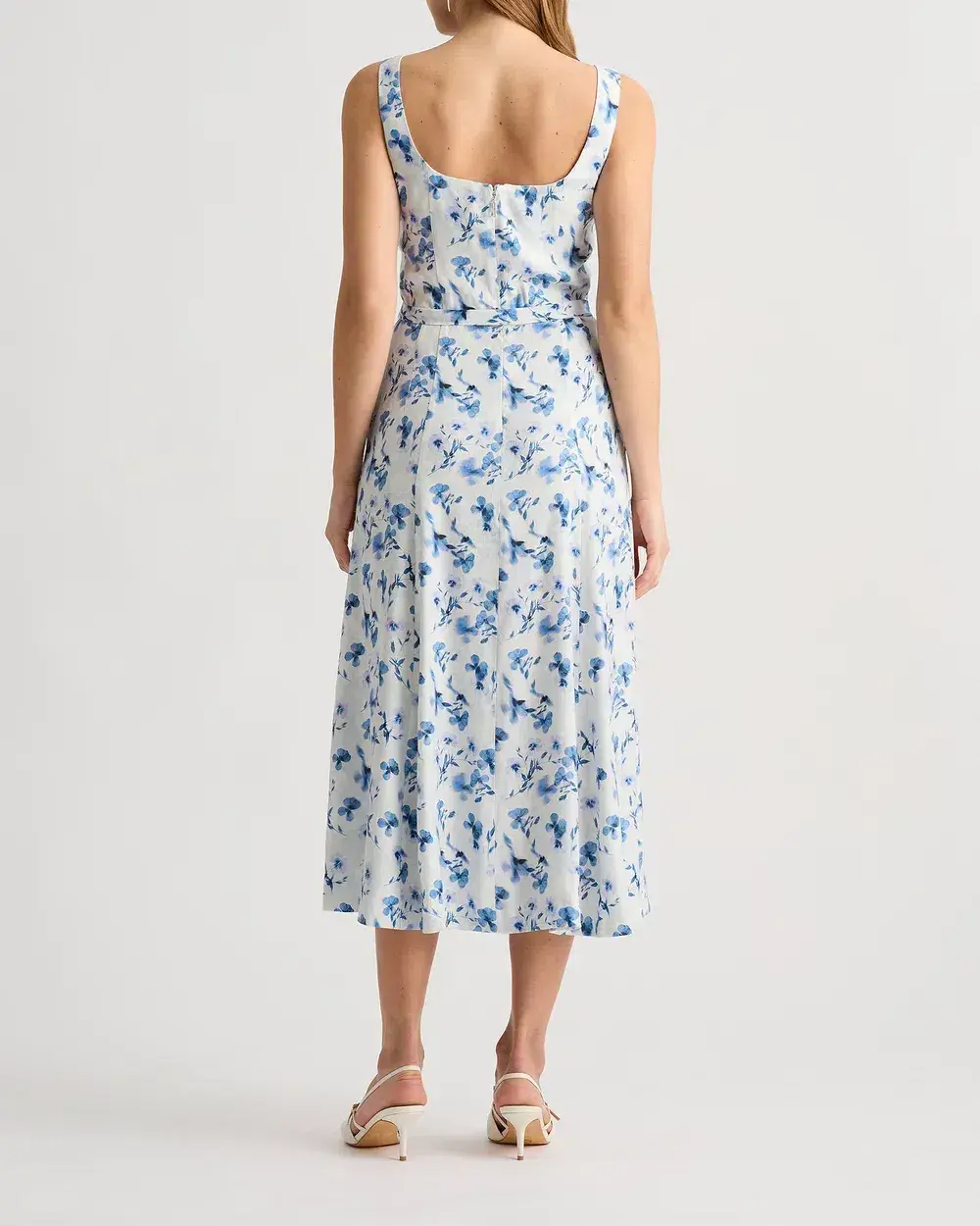 David Lawrence Birdie Linen Dress Ivory Multi Size 16/XL - Image 3