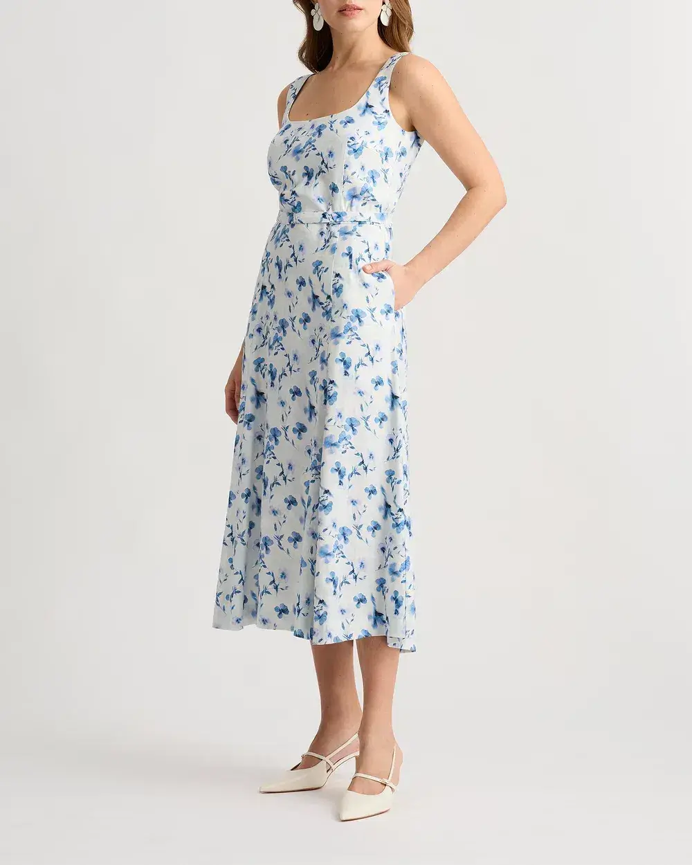 David Lawrence Birdie Linen Dress Ivory Multi Size 16/XL - Image 2