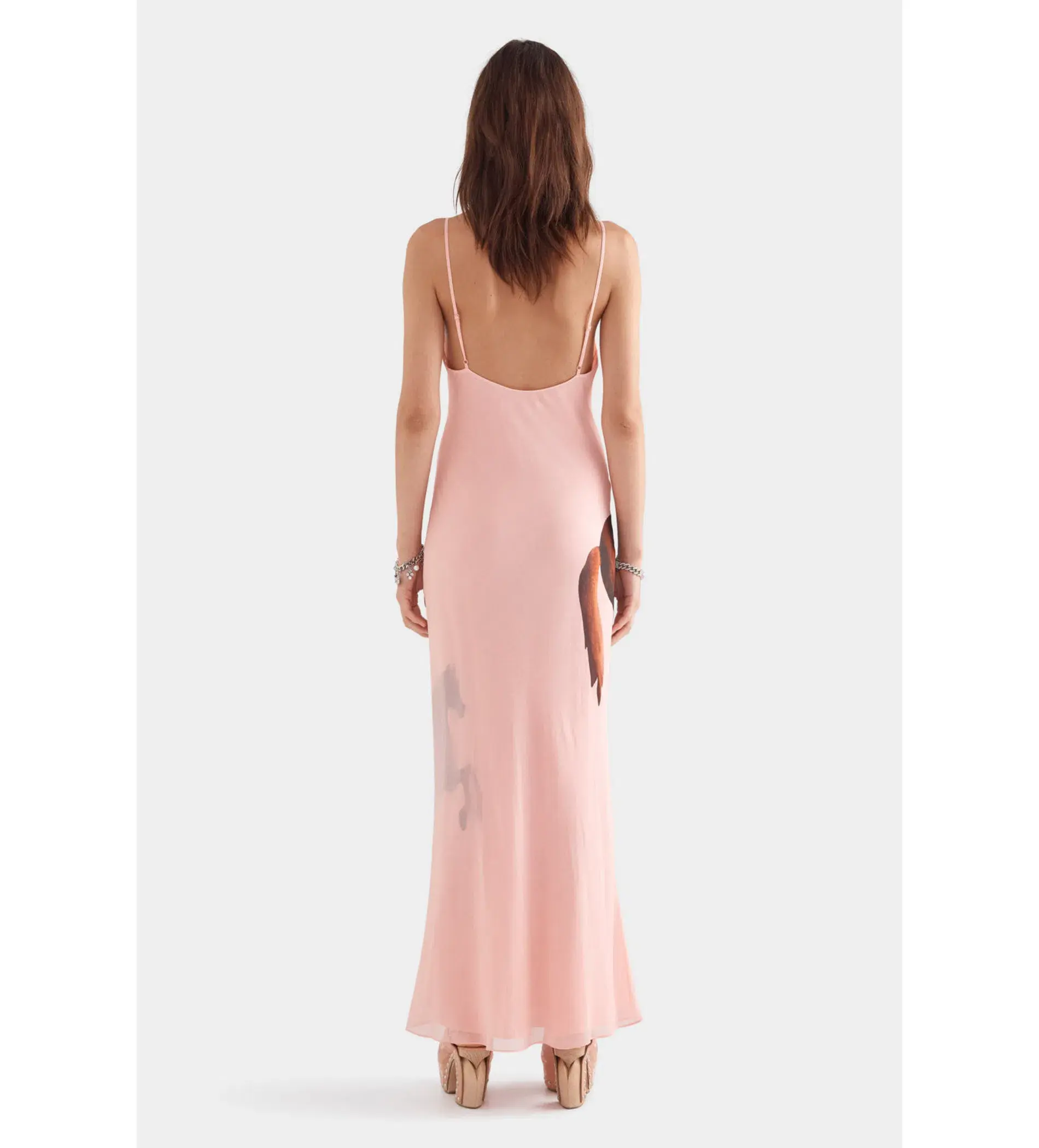Venroy Layered Silk Slip Maxi Dress Pink Horse Stamp Size XS Au 6  - Image 3