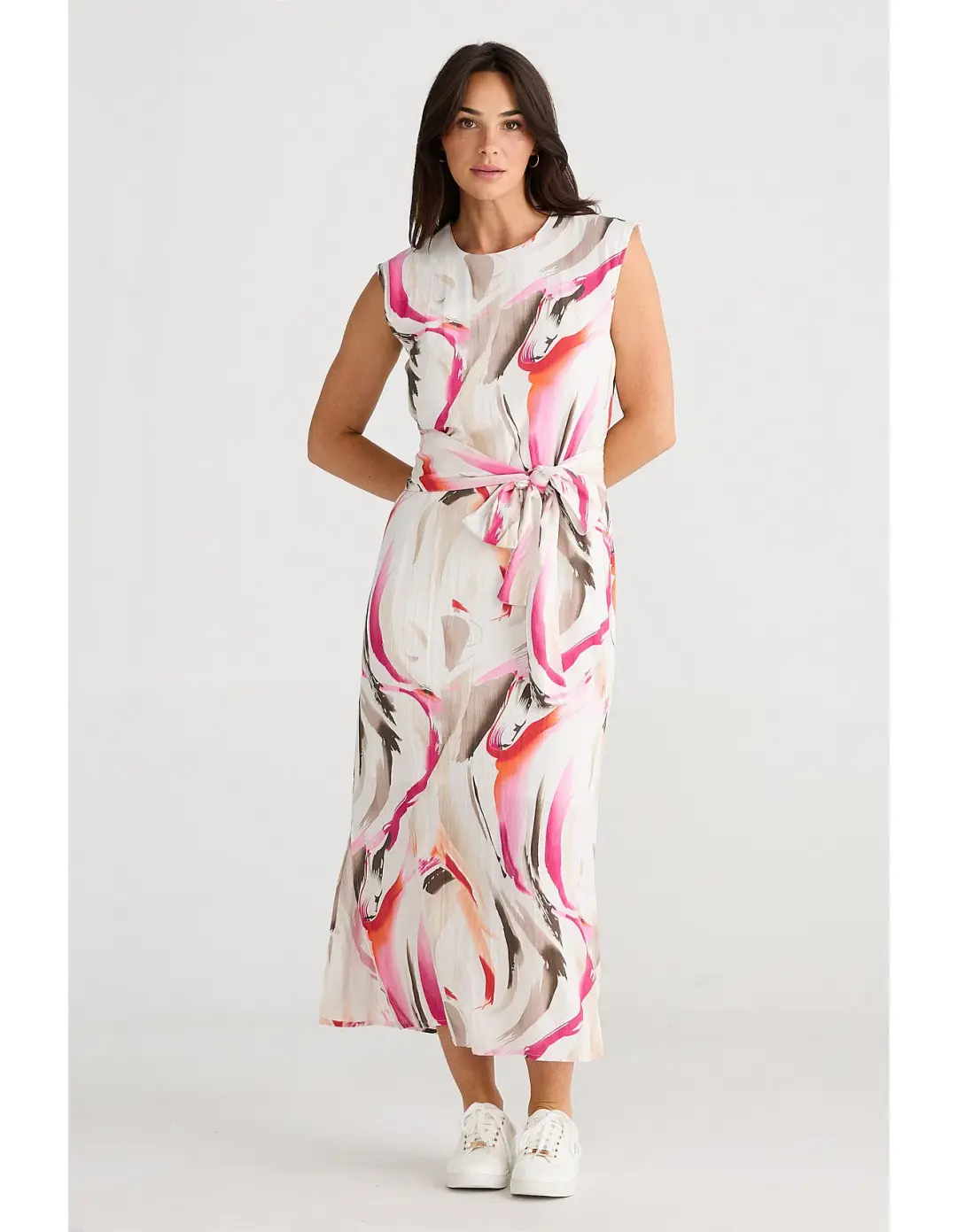 Brave + True Turning Point Dress Midi Dress in Boysenberry Swirl Print Size 10/M for rent on The Volte - main image