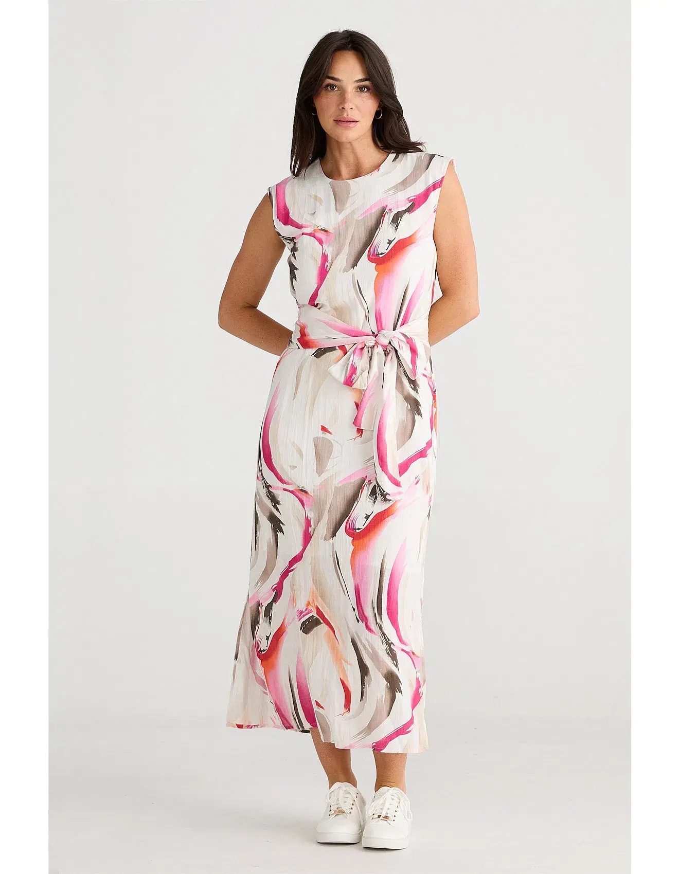Brave + True Turning Point Dress Midi Dress in Boysenberry Swirl Print Size 10/M - Image 1