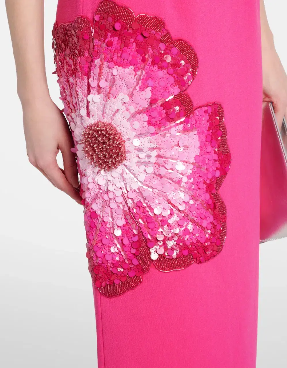 Rebecca Vallance Layana Puff-Sleeve Embellished Midi Dress in Pink Size 10 - Image 4