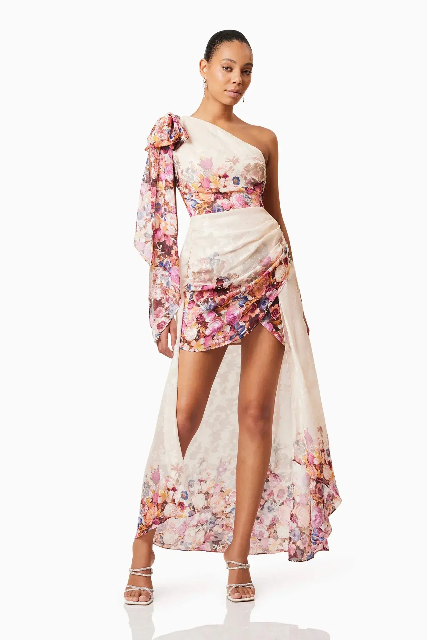 Elliatt Perla Hilo One Shoulder Maxi Gown Floral Size 8 - Image 2