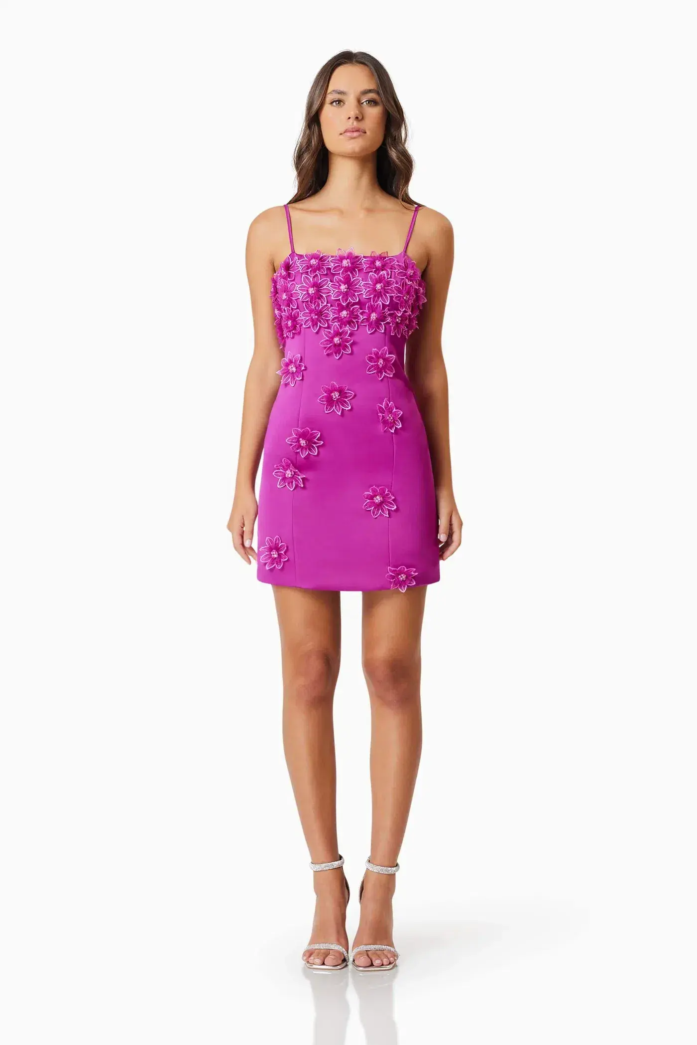Elliatt Sutton 3D Floral Mini Dress  Striking Purple Hue Size 10  - Image 1