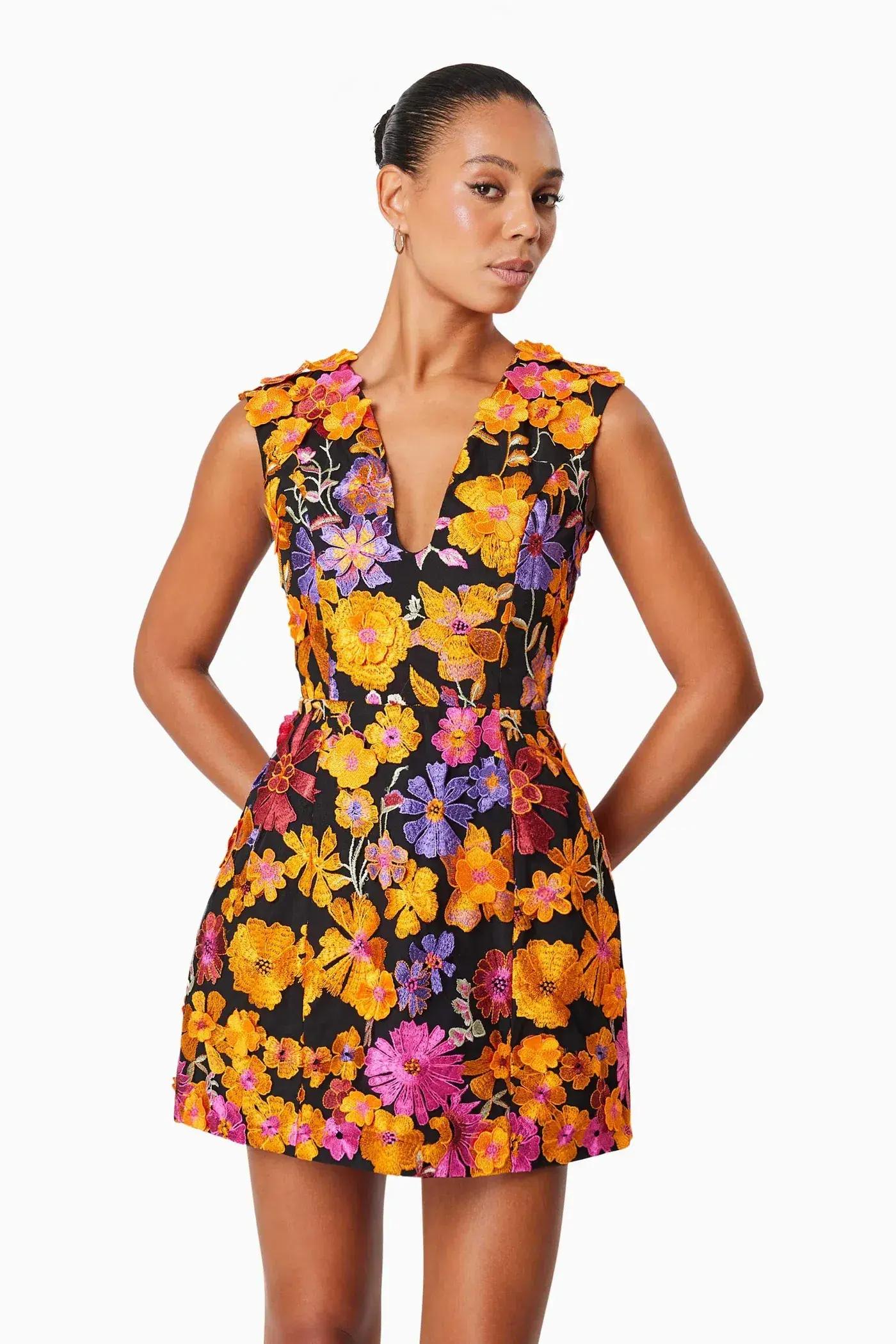Elliatt Alessandra Floral Mini Dress Orange Size AU 10 - Image 3